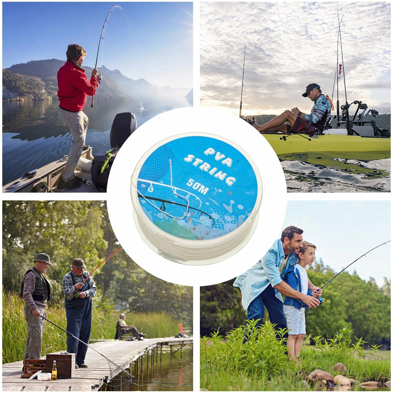 Fil de pêche PVA - Hydrosoluble - Pour poissons blancs - Équipement de pêche pour mer, étang, lac, pêche en eau douce et en eau salée