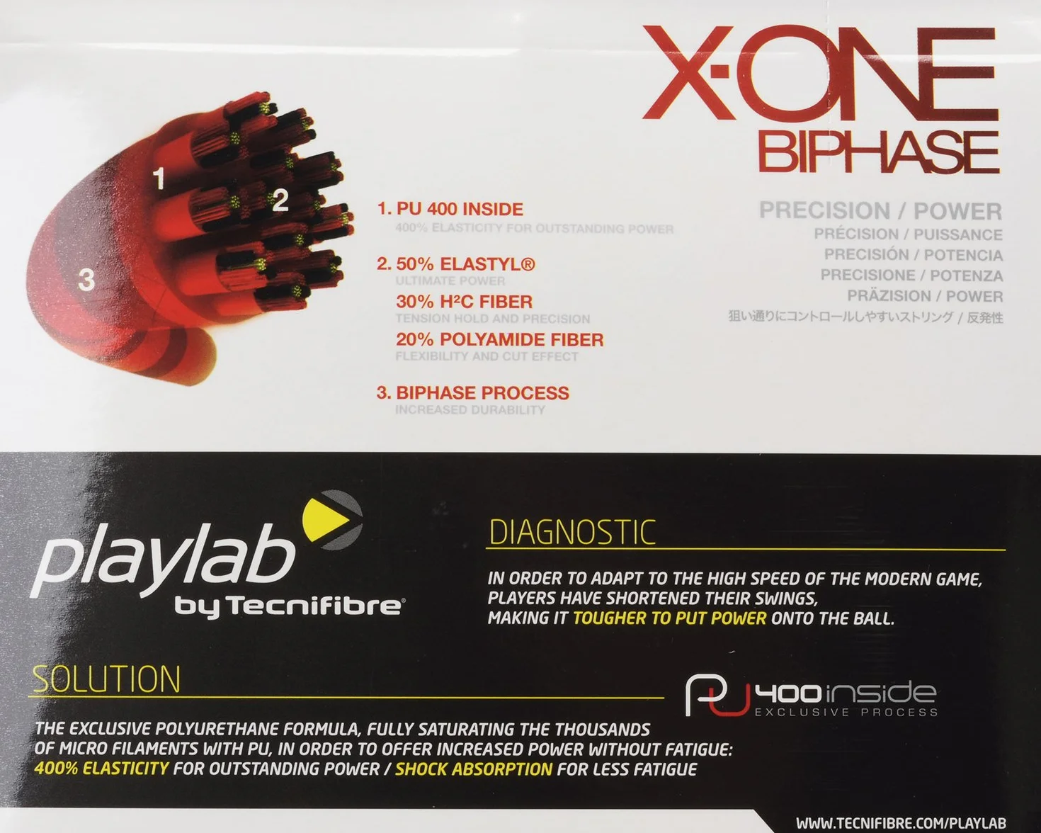 Tecnifibre - Cordage de squash - X-ONE BIPHASE 1.18