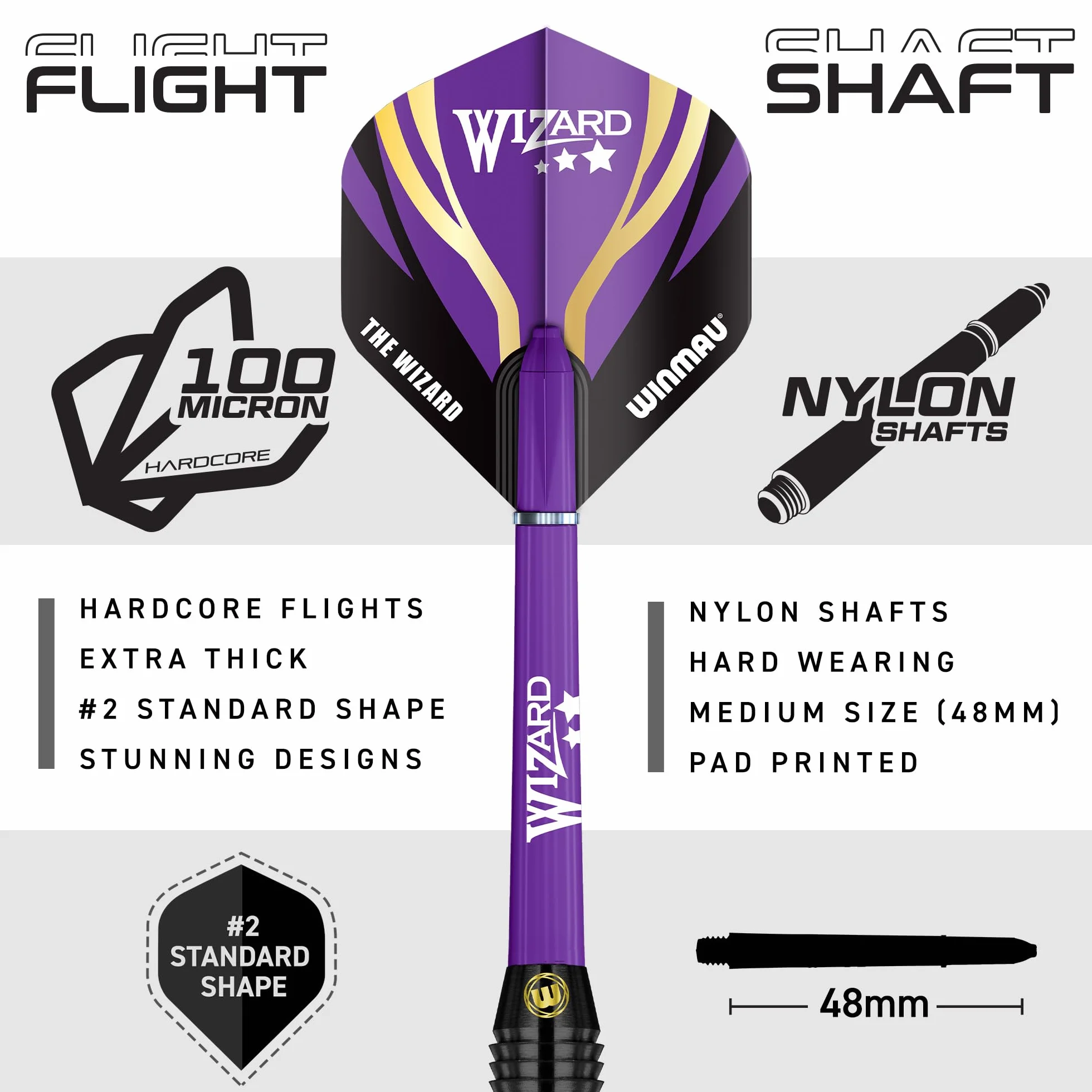 WINMAU Darts Michael 'MvG' Van Gerwen Vs Simon 'The Wizard' Whitlock | Ensemble jumeau | Fléchettes en Laiton Steeltip de 22 g avec ailettes et tiges (tiges)
