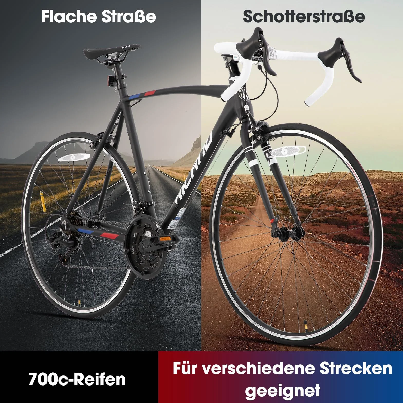 Hiland Vélo de Route 28" 700C 14 Vitesses Cadre 490mm Noir