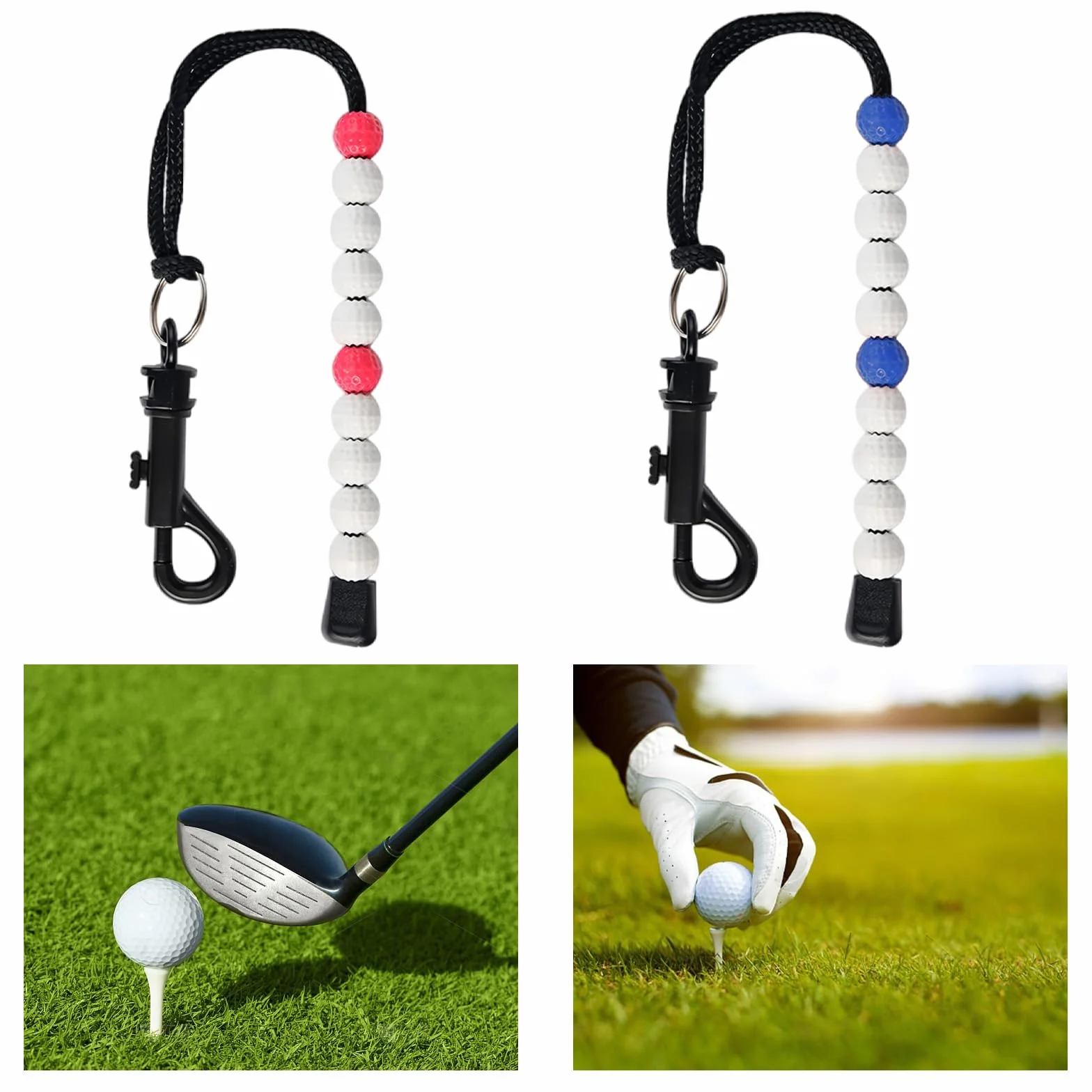 Compteur de Coups de Golf 2 Pièces, Compteur de Perles Portables avec Pince pour Sports de Plein Air