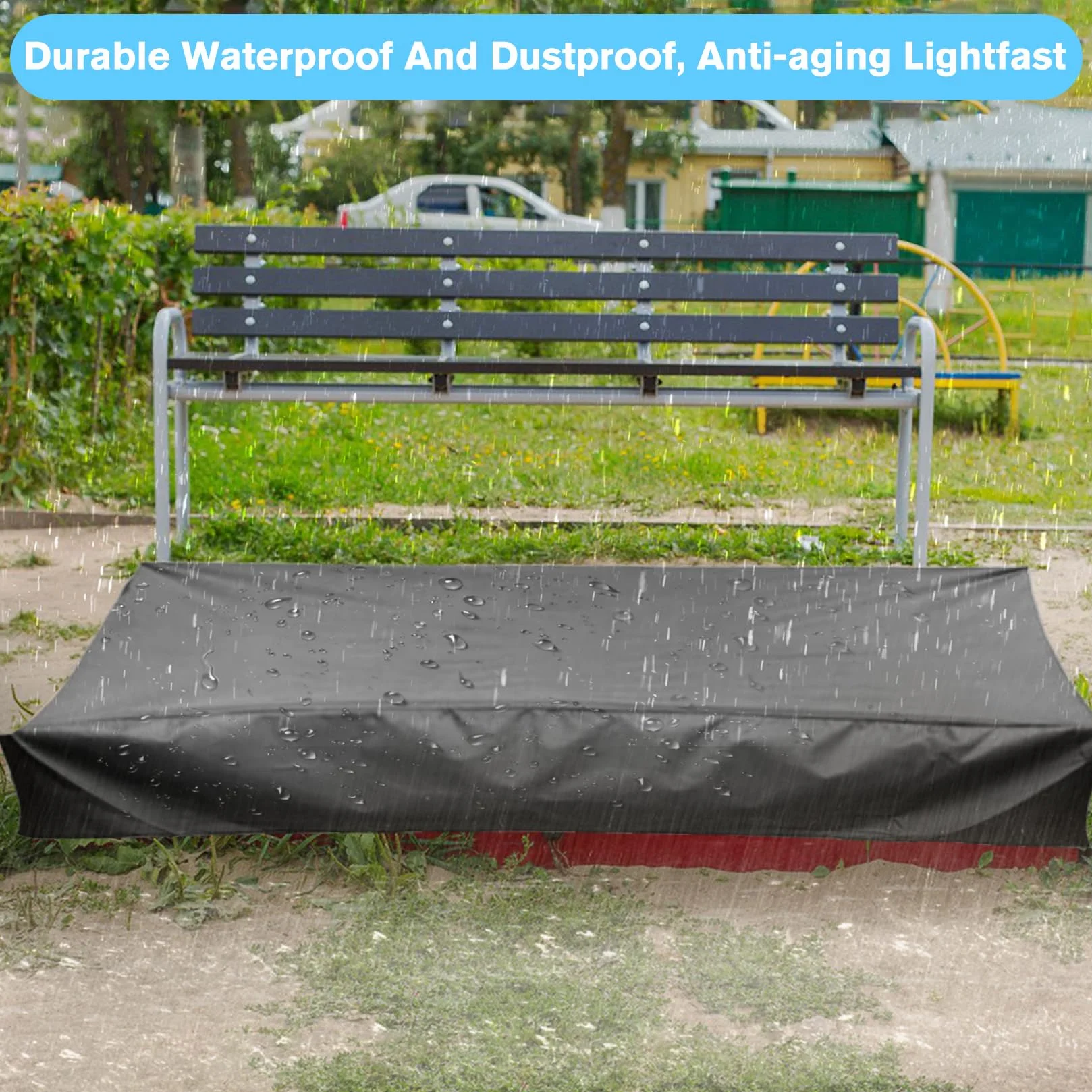 Herbst Bâche bac à Sable Anti-poussière étanche Cordon de Serrage Tissu Oxford Noir 200cm