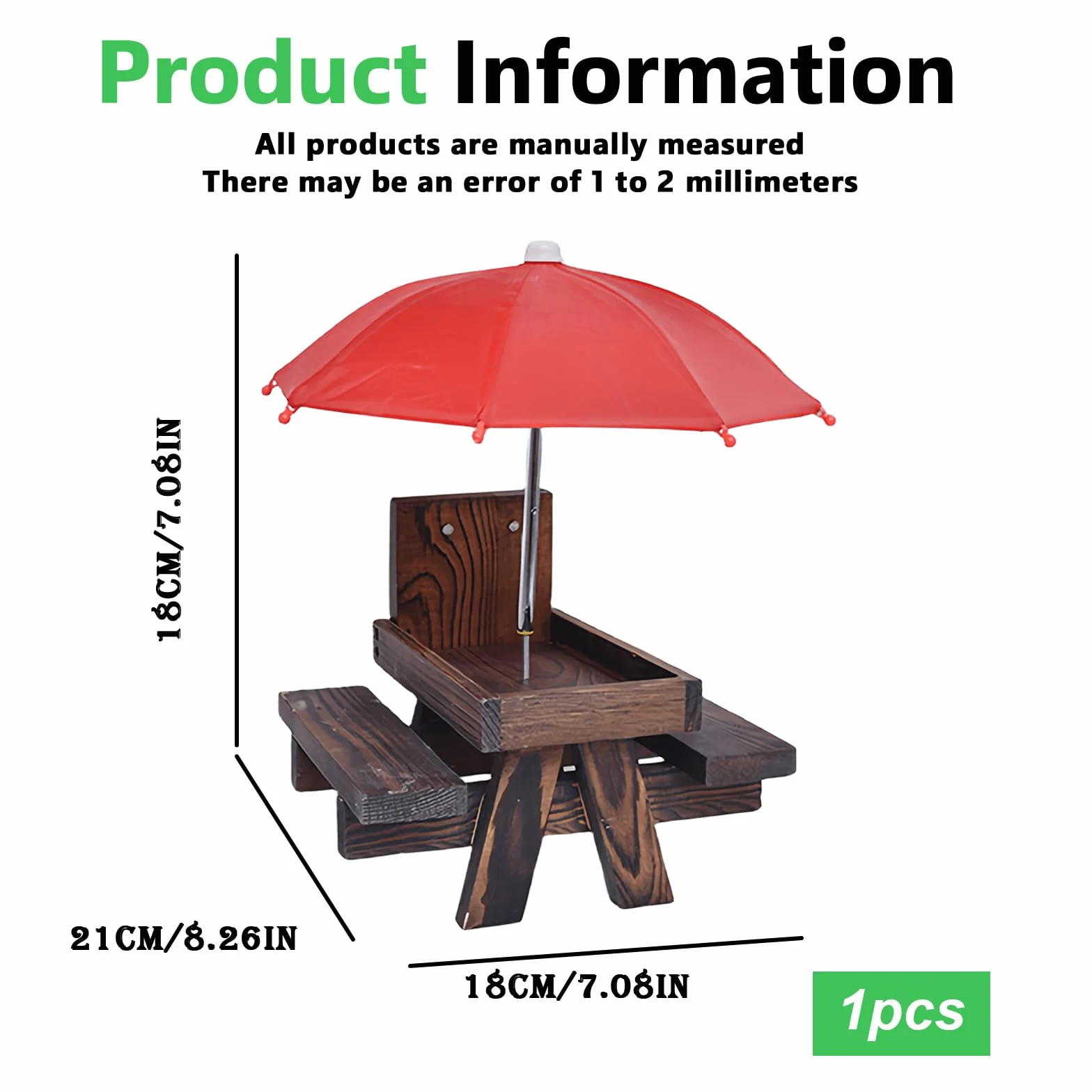 Mangeoire pour écureuils Table de pique-nique en bois résistante aux intempéries avec parapluie et support à maïs
