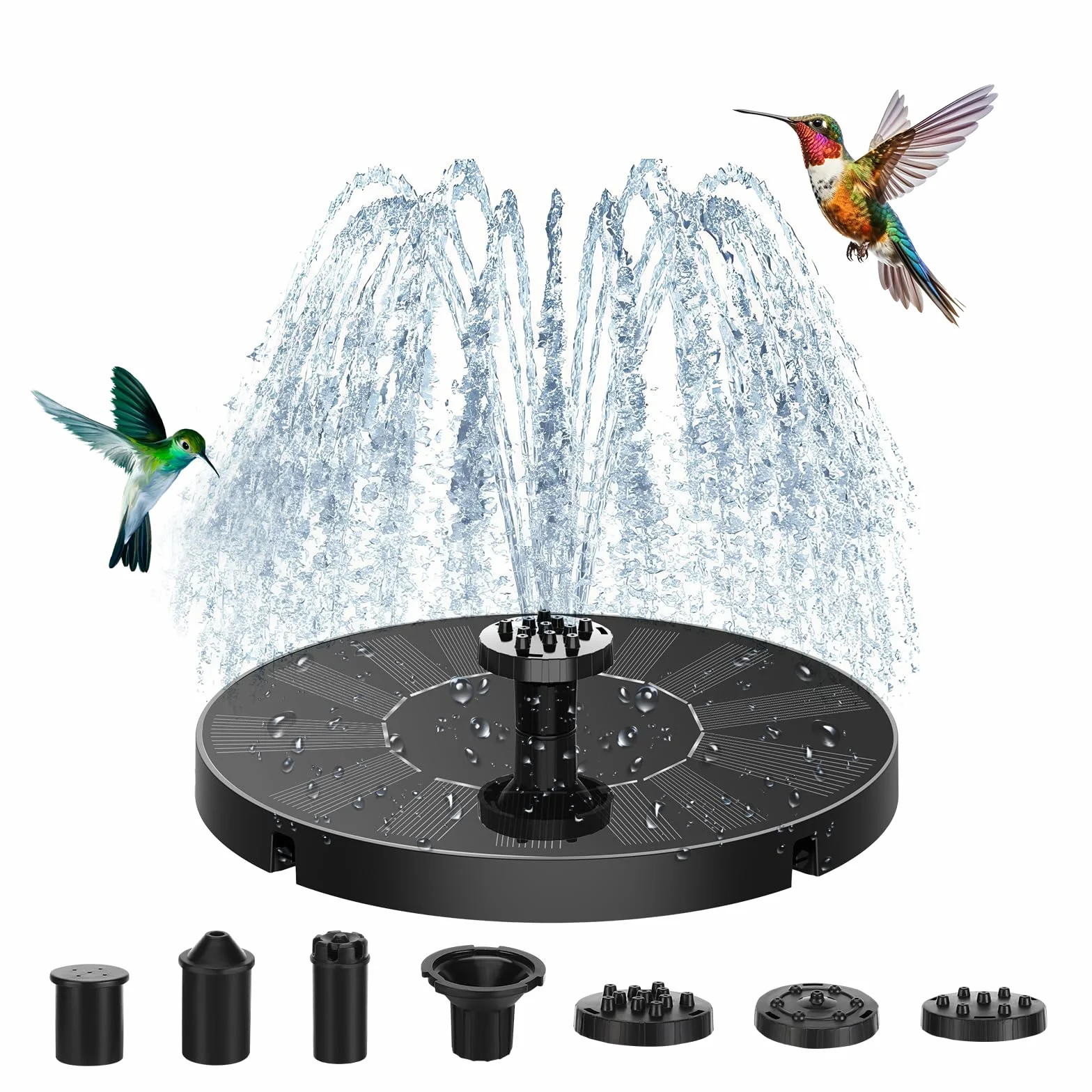 Fontaine Solaire Exterieure de Jardin, Flottante Pompe Bassin avec 7 Buse pour Étangs, Bassins à Poissons