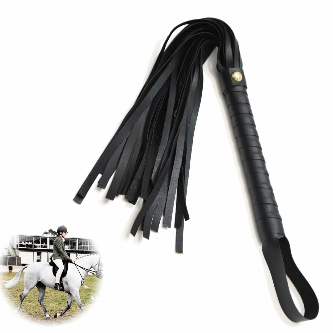 Noir Fouet De Cheval avecFouet en Cuir Frangé,pour Les Sports D'équitation en Plein Air, L'entraînement à L'équitation,entraînement Quotidien,fouet sexy érotique,cravache