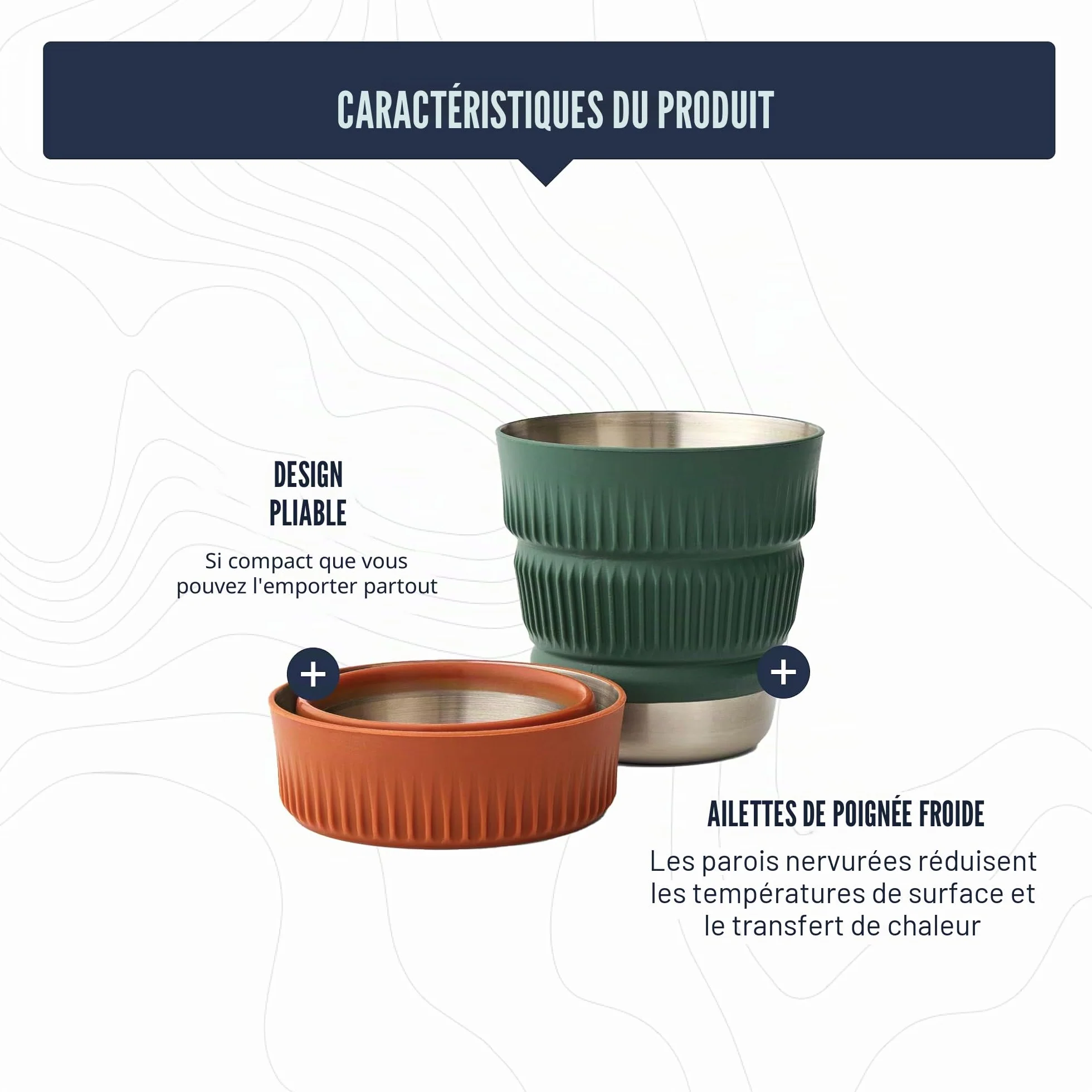 Sea to Summit Detour Tasse de camp pliable en acier inoxydable, 473 ml, couronne de laurier vert