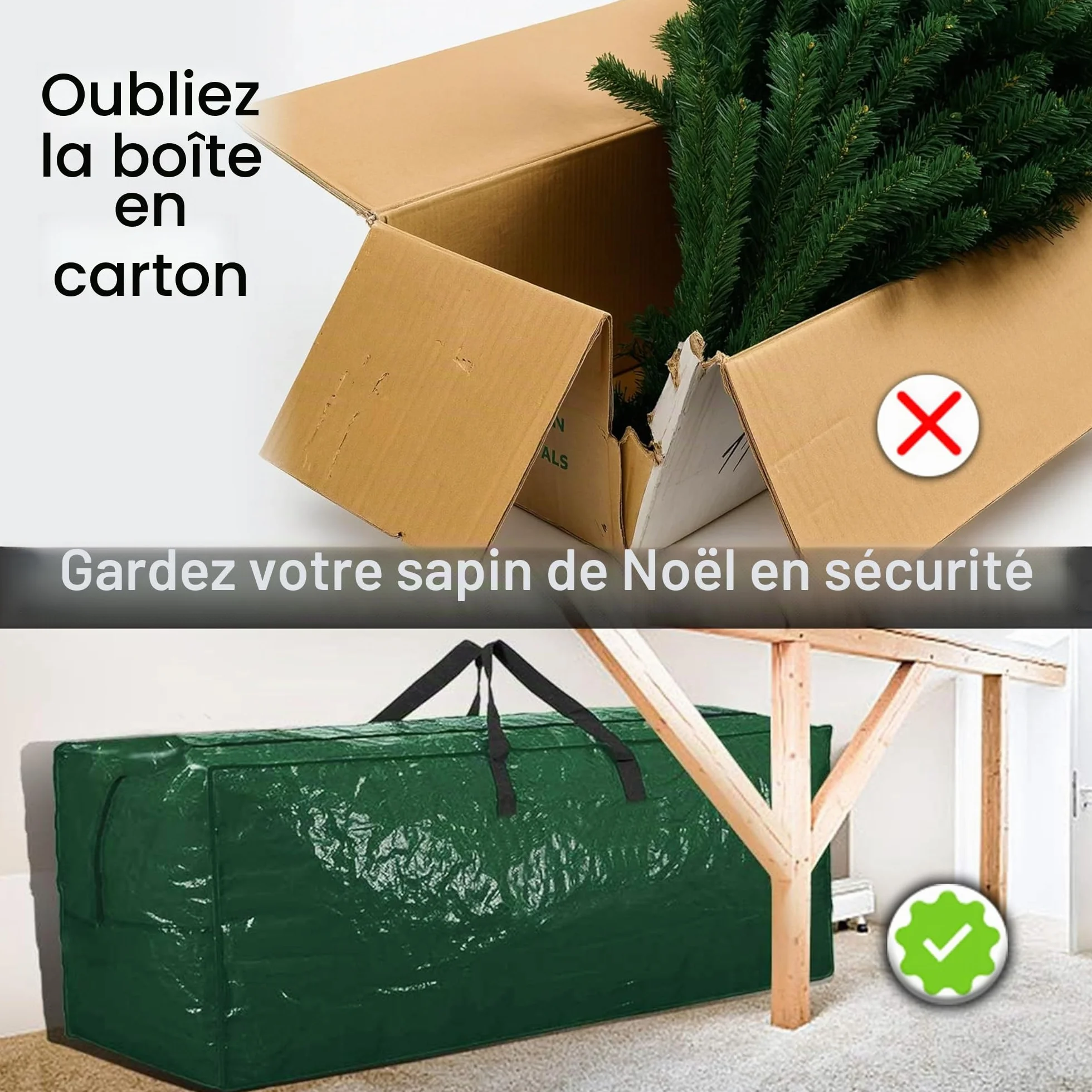 ARSUK Sac de rangement pour sapin de Noël 1,8 m 2,1 m extra large poignées renforcées double fermeture éclair