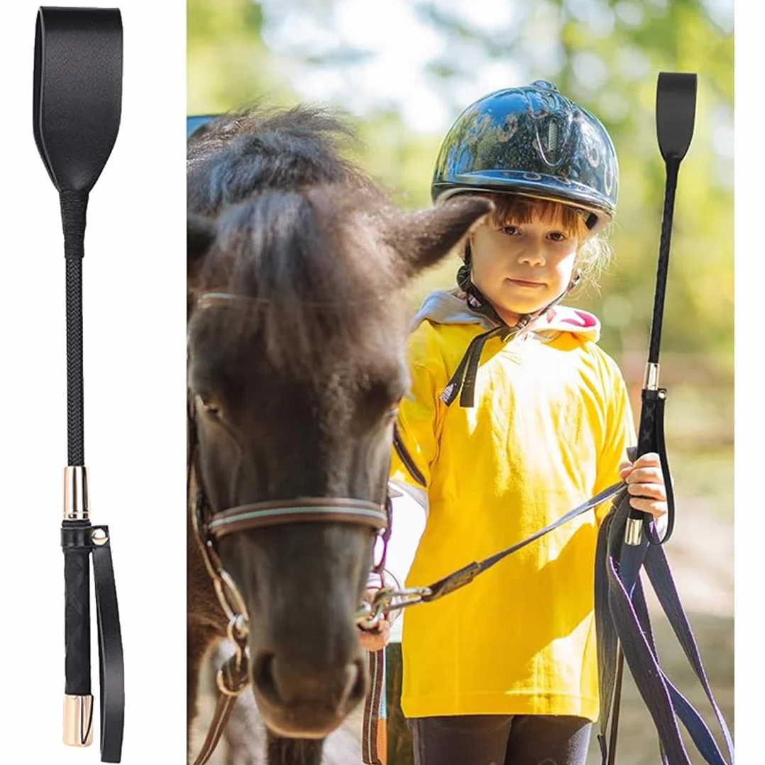 Cravache d'équitation en Cuir Fouet 1 fouet d'équitation en cuir noir avec poignée antidérapante, Cravache d'équitation avec poignée en gel, Cravache d'équitation, Accessoires de jeu de rôle de fête