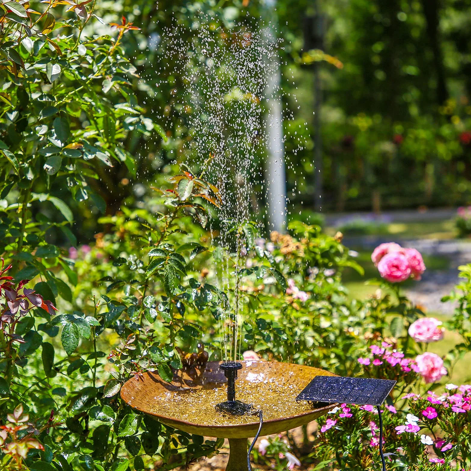 Fontaine Solaire Exterieure de Jardin DIY Pompe avec 6 Buses AISITIN 2024