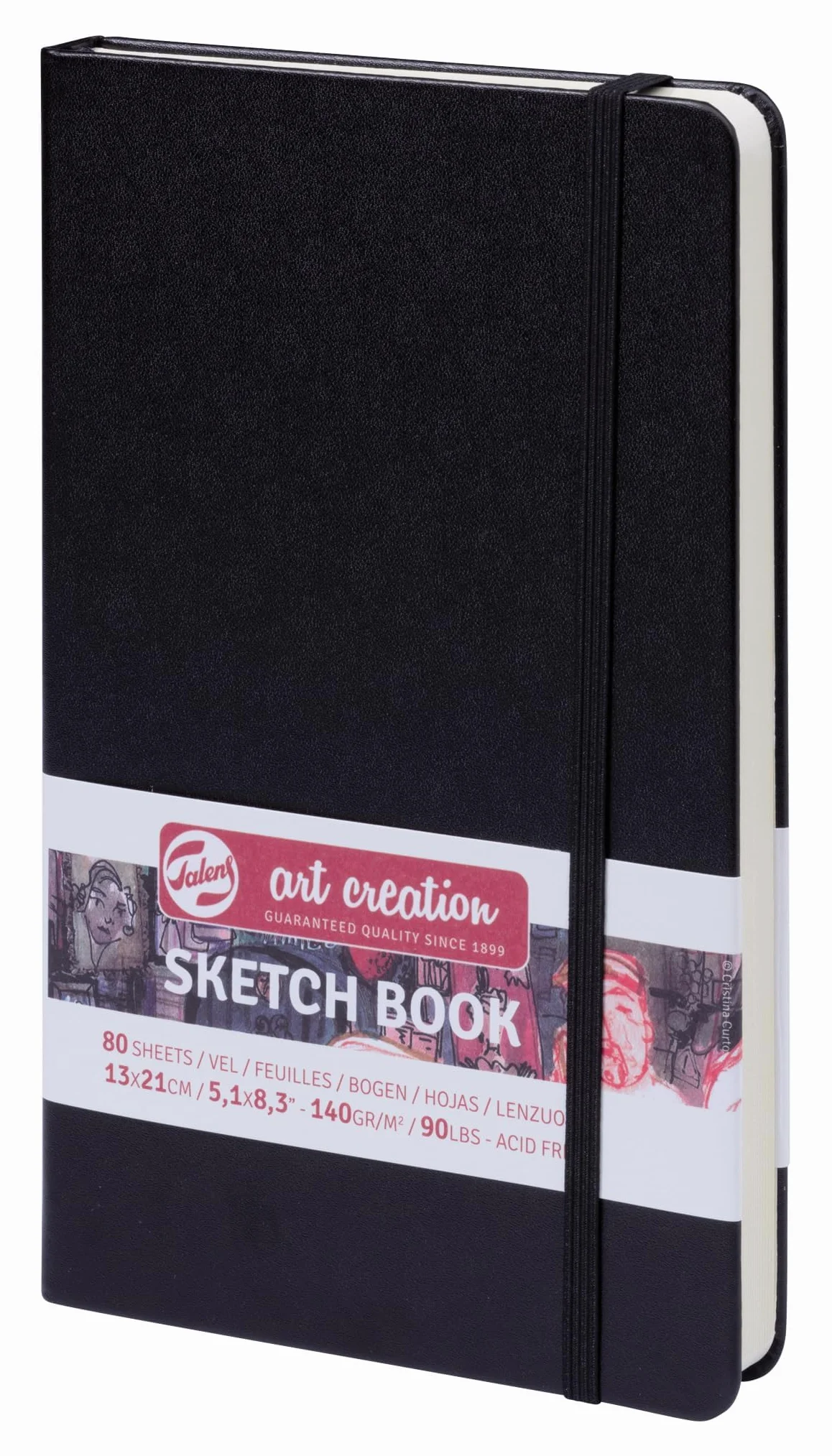 Talens Art Creation Cahier de Croquis Noir 13 x 21 cm 140 g 80 feuilles Couverture rigide