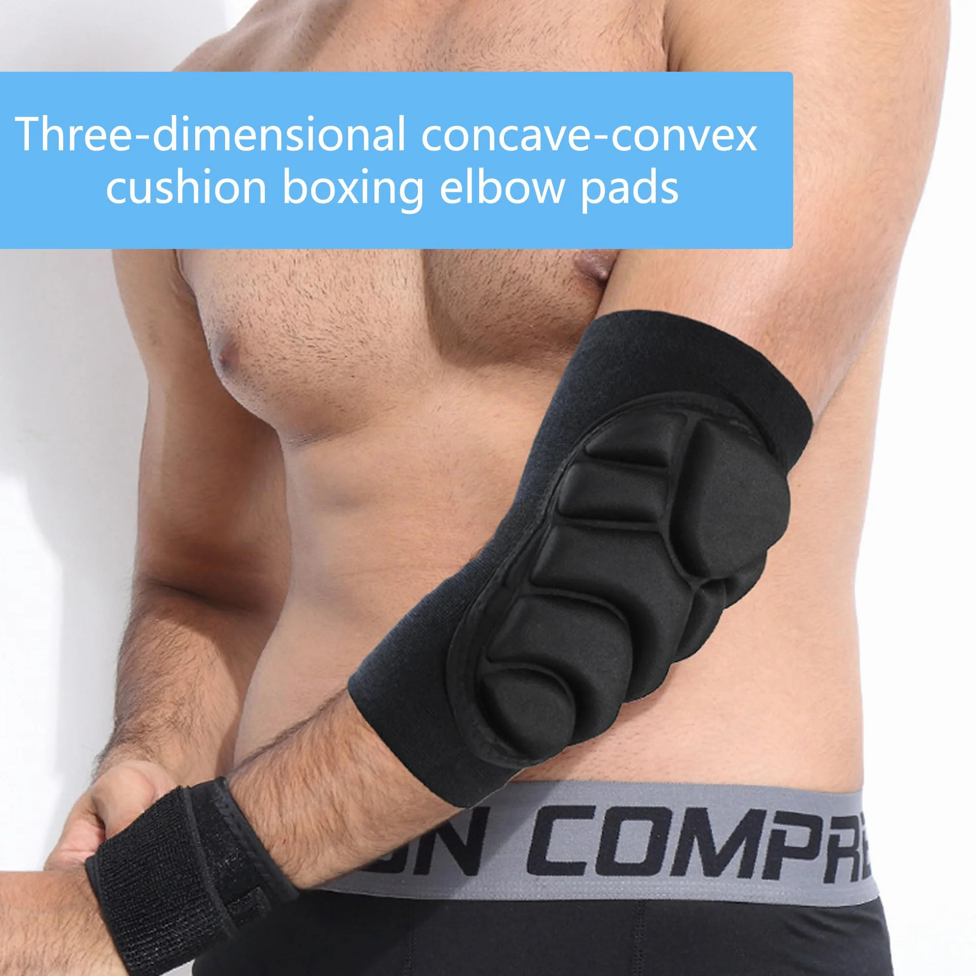 Lot de 2 Coudières de Boxe Muay Thai Protège-Coudes Maintien Stable Coudière Boxe Antichocs avec Mousse EVA Anatomique, Tissu Respirant Élastique, pour MMA, Muay Thai, Taekwondo
