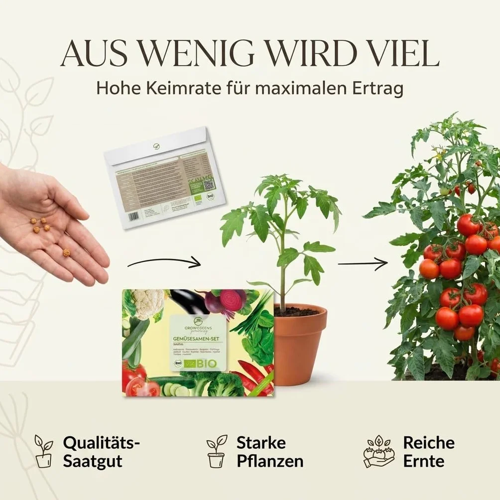 BIO Kit de graines potager 10 variétés légumes - semis biologique prêt à pousser terrasse, balcon, jardin
