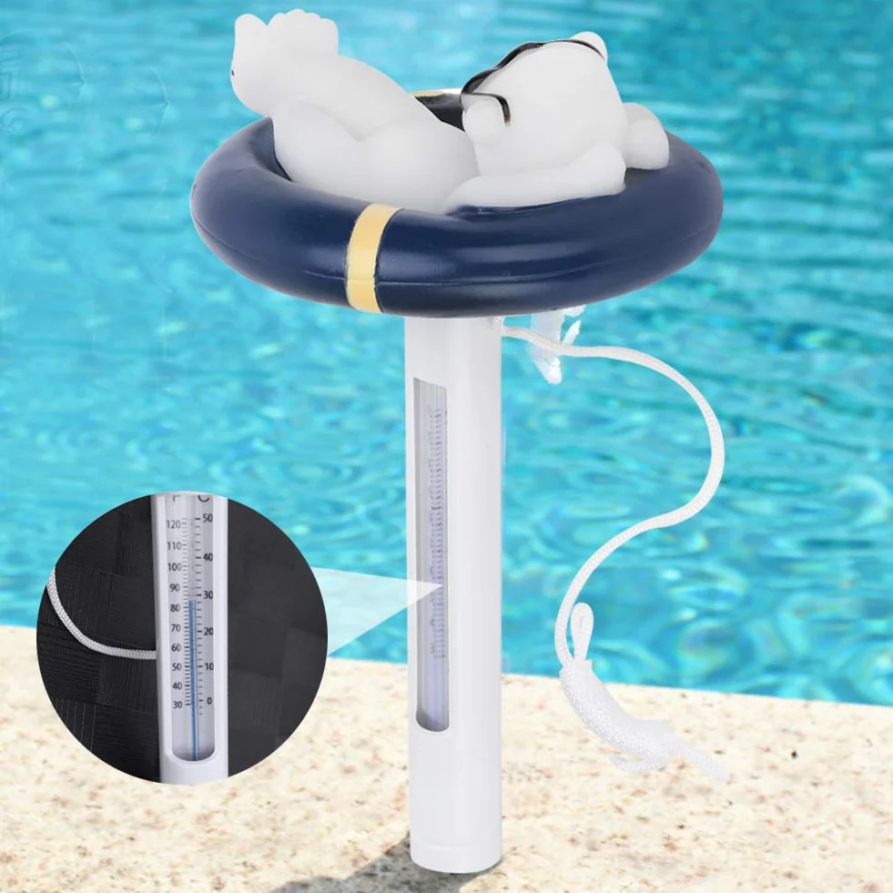 Thermomètre Flottant Ours Dessin Animé pour Piscine Baignoire Température Eau Plastique Incassable