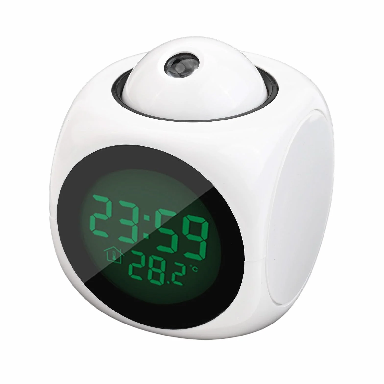 Réveil projection plafond multifonction avec température et snooze blanc