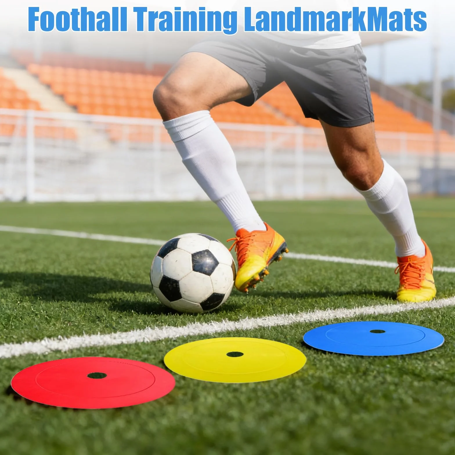 Lot de 24 disques de marquage 15 cm - Marqueurs de sol antidérapants - Football, basketball, handball