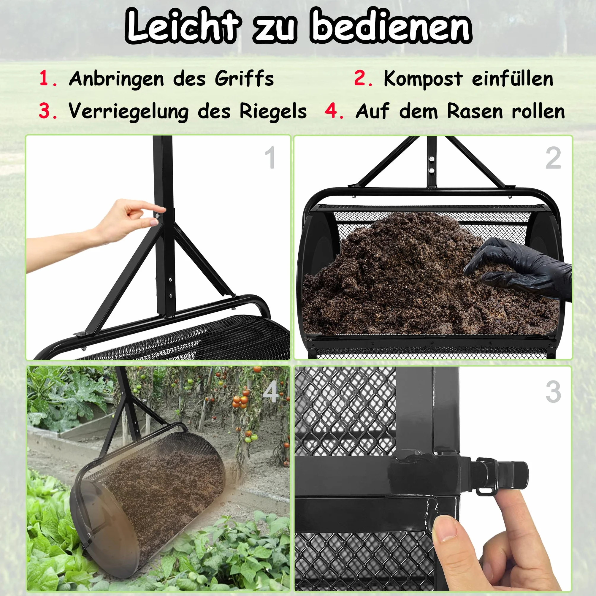 Épandeur de compost NAIZY 40x65x110 cm 81 l acier pour gazon engrais semences