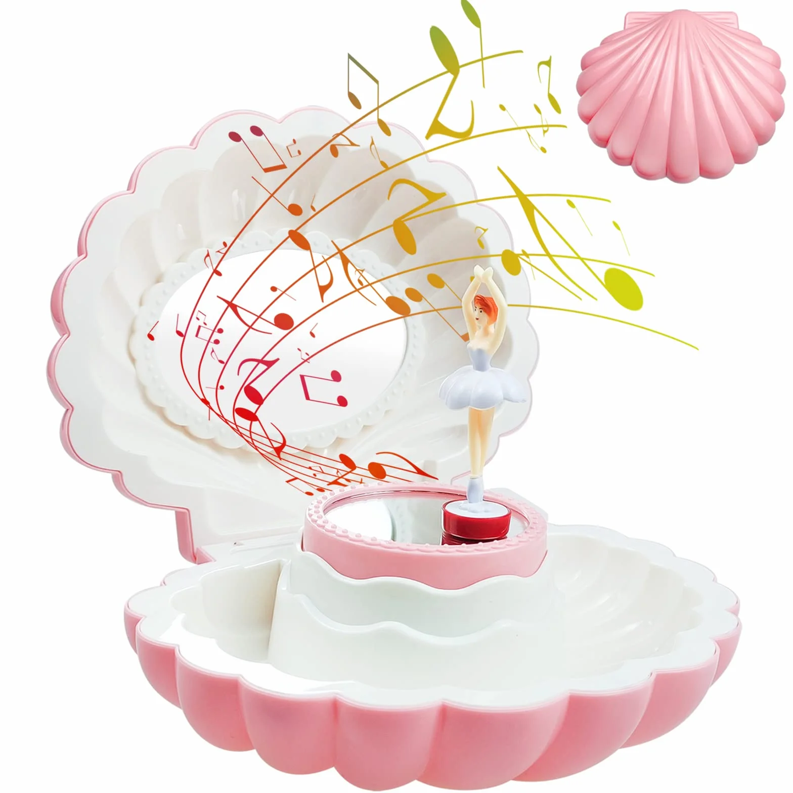Boîte à bijoux musicale en forme de coquillage pour fille