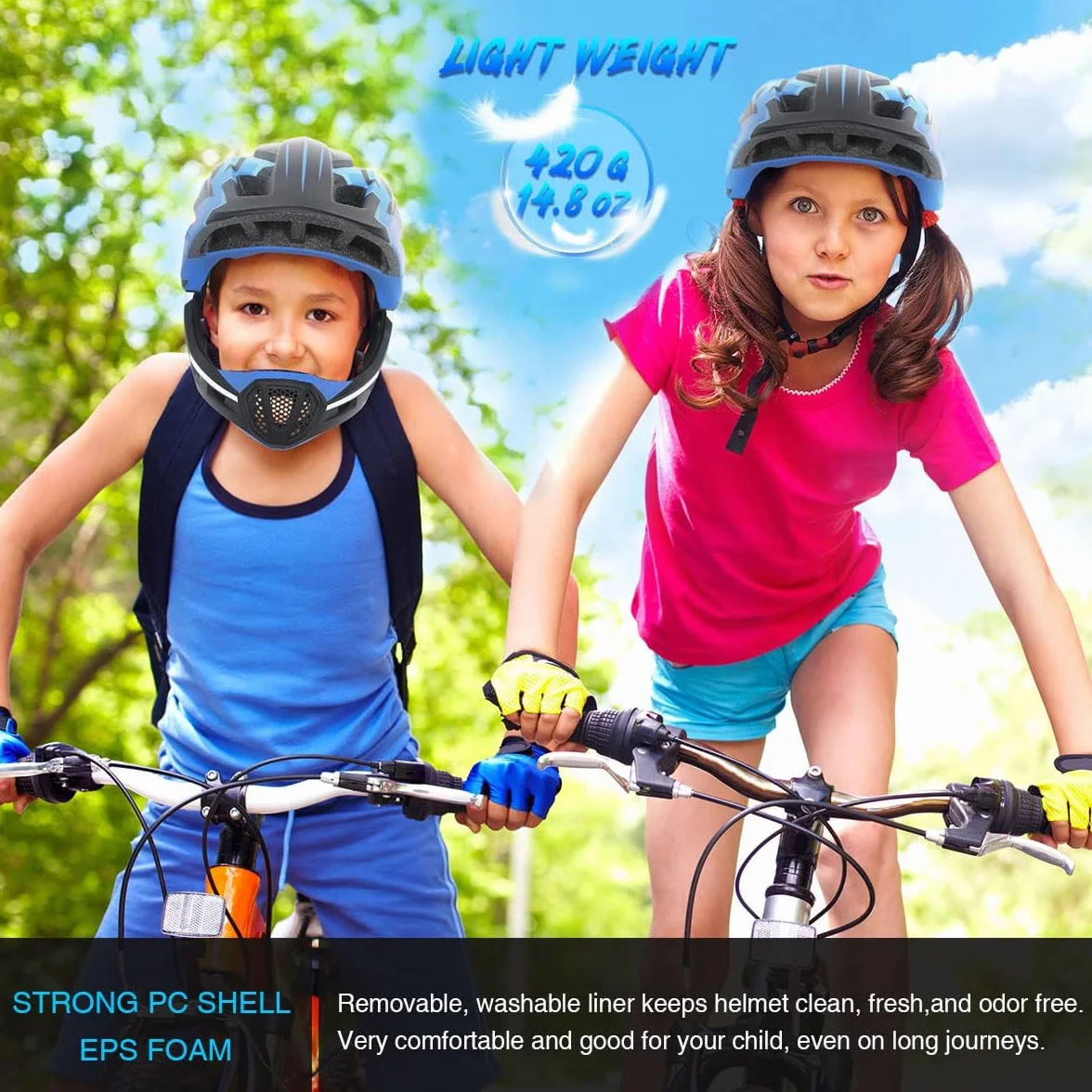 LIXADA Casques de Vélo Enfants Casque Intégral Détachable Casque de Sécurité Sportive pour Vélo Skateboarding Roller Skating roulettes