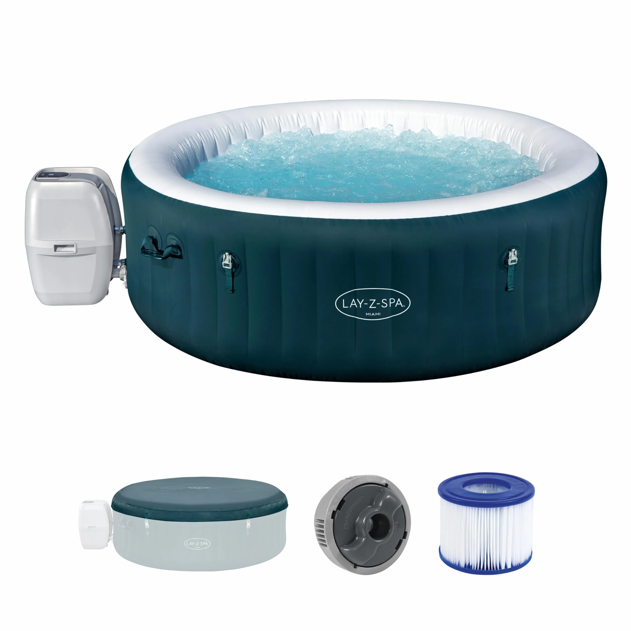 Bestway Spa Gonflable Miami AirJet 196x196x66 cm Vert foncé