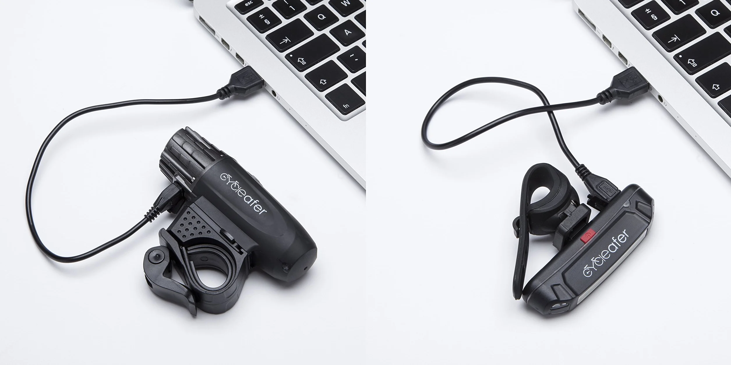 Cycleafer® Éclairage Vélo Bicyclettes VTT USB Rechargeable Avant & Arrière Ultra Puissant Lumineuses Parfait pour Augmenter la Sécurité des Cyclistes la Nuit Résistance à l'eau Facile Installer