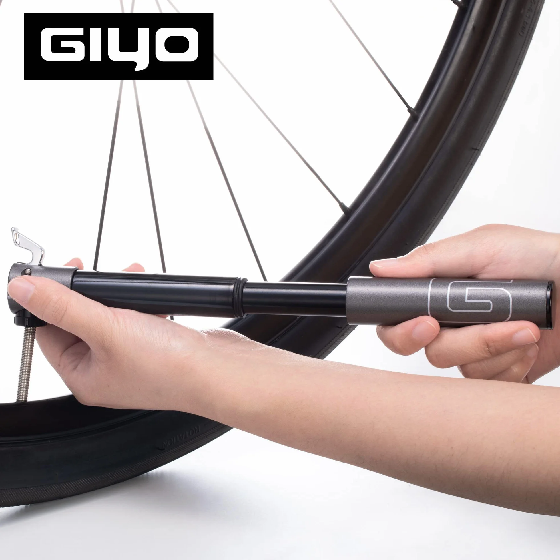 GIYO Mini Pompe à vélo pour vélo de Route – Valve Presta, Barillet télescopique CNC 120 psi, légère et Portable, Serrure de Valve sécurisée, fabriquée à Taiwan (GM04)