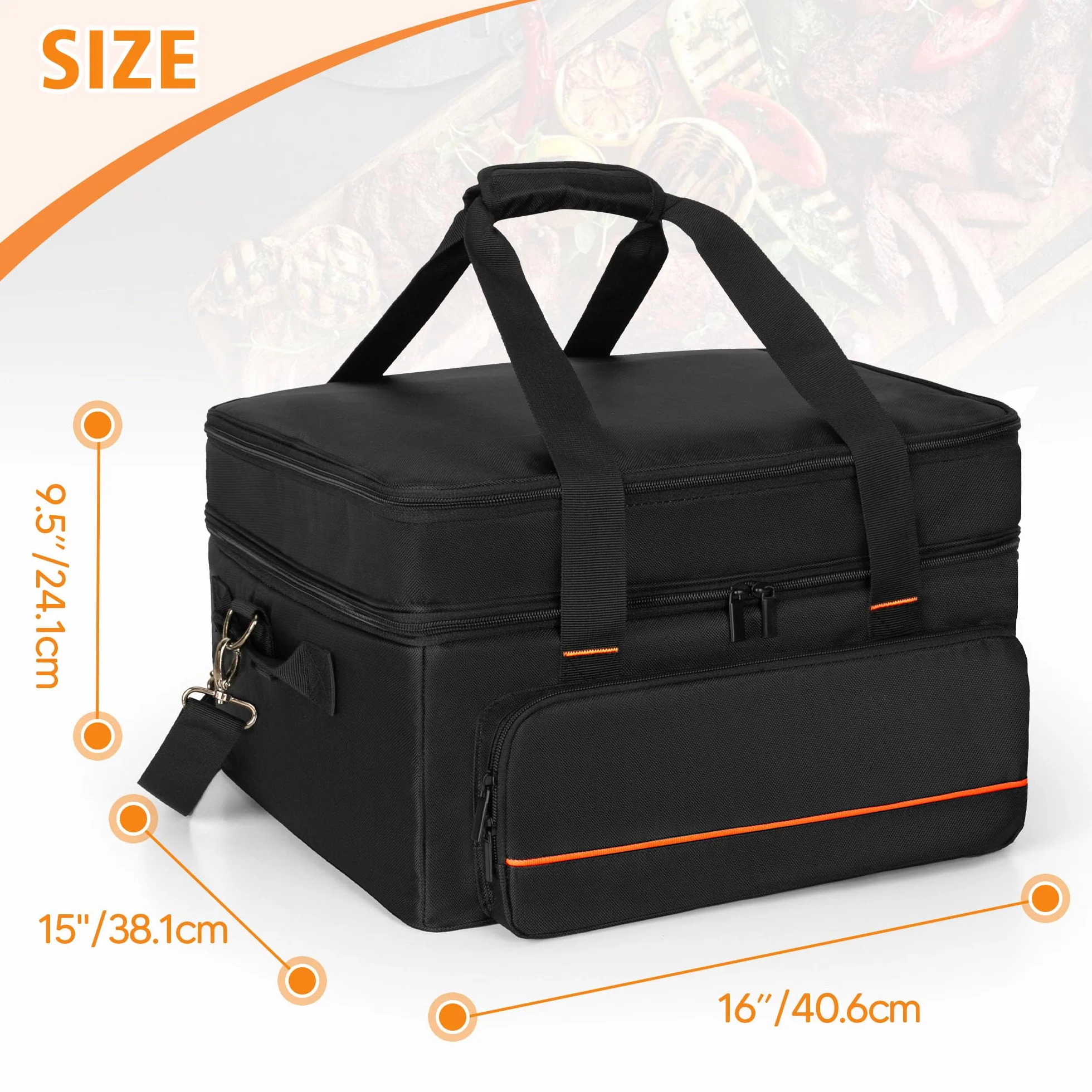 samdew Sac de transport rembourré à double couche, compatible avec Ninja GR101 Sizzle Gril d'intérieur sans fumée et grille, rangement pour barbecue pour plaque et accessoires, sac uniquement