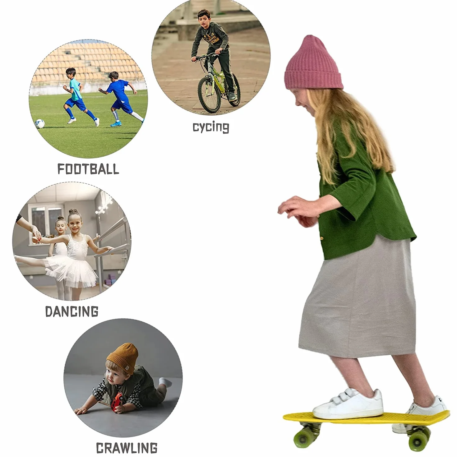 ONTYZZ Enfants Genouillère 1 Paire Genou Appui de Manchon de Compression Respirant Élastique Épaissir Éponge Genouillères pour Danse Arts Martiaux Volleyball