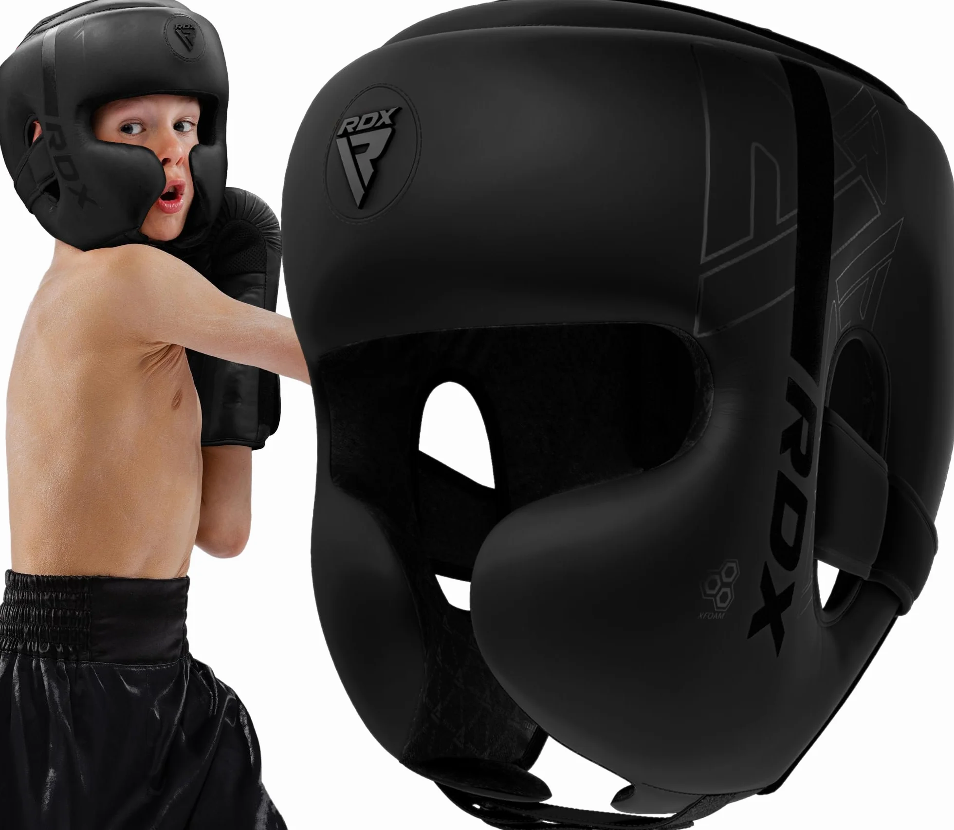 RDX Casque Boxe Enfants MMA Sparring Maya Hide Cuir Protection Tête Muay Thai Kickboxing Karaté