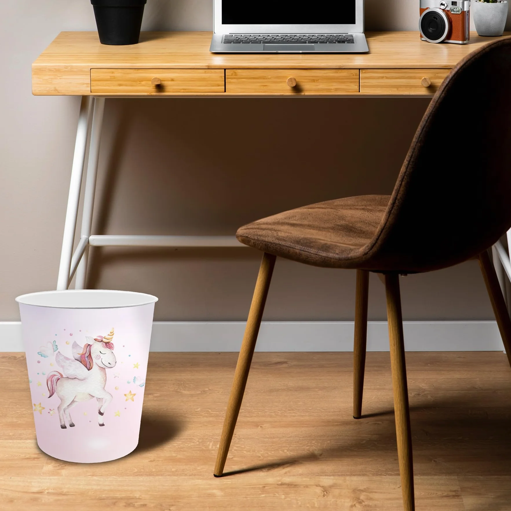 itenga Corbeille à papier enfants motif licorne ronde 11 L plastique résistant
