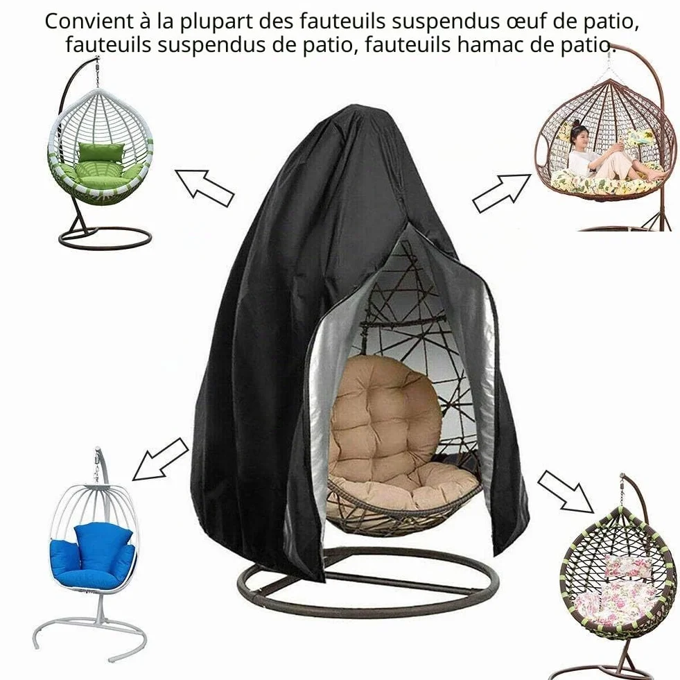 Housse Imperméable Couverture de Fauteuil Suspendu pour Chaise Œuf Balancelle Jardin Noir