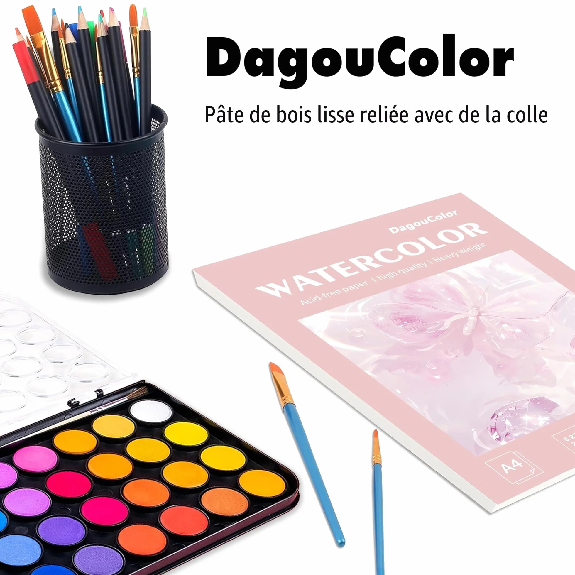 Carnet Aquarelle A4 300gsm Sans Acide 30 Feuilles Livre de Dessin pour Artistes Adultes