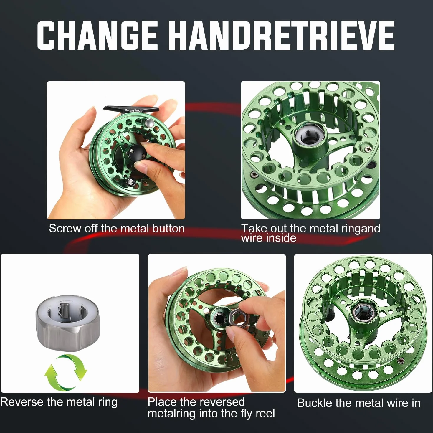 Sougayilang Moulinet de pêche à la mouche, grand arbre avec corps en aluminium moulé sous pression, poids 5/6, 7/8, moulinet essentiel pour les débutants