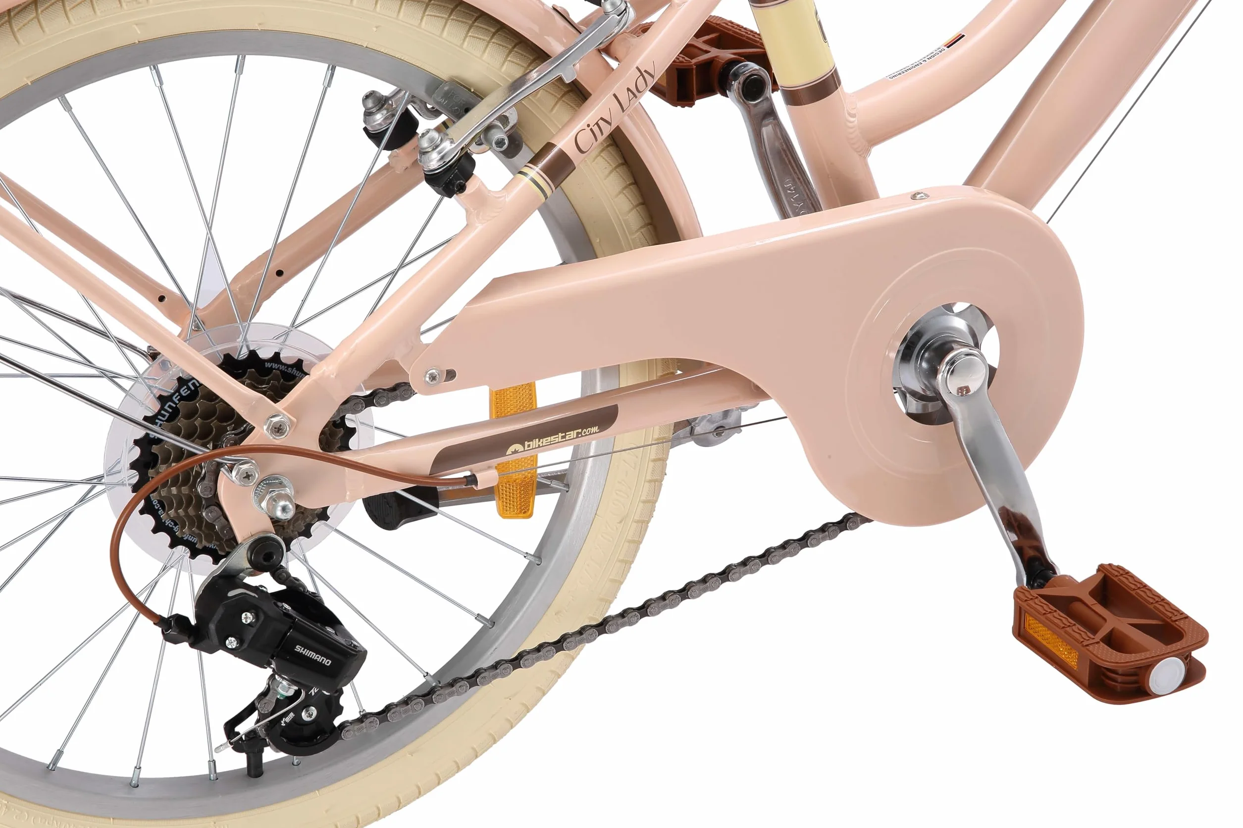 BIKESTAR Vélo pour Enfants en Aluminium 20 Pouces 7 Vitesses Panier Frein en V Vélo rétro de Ville Vélo hollandais