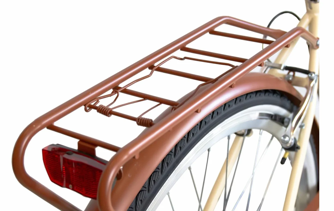 BDW Vélo de Ville 26" 7 Vitesses Cadre Acier Panier Osier Femme