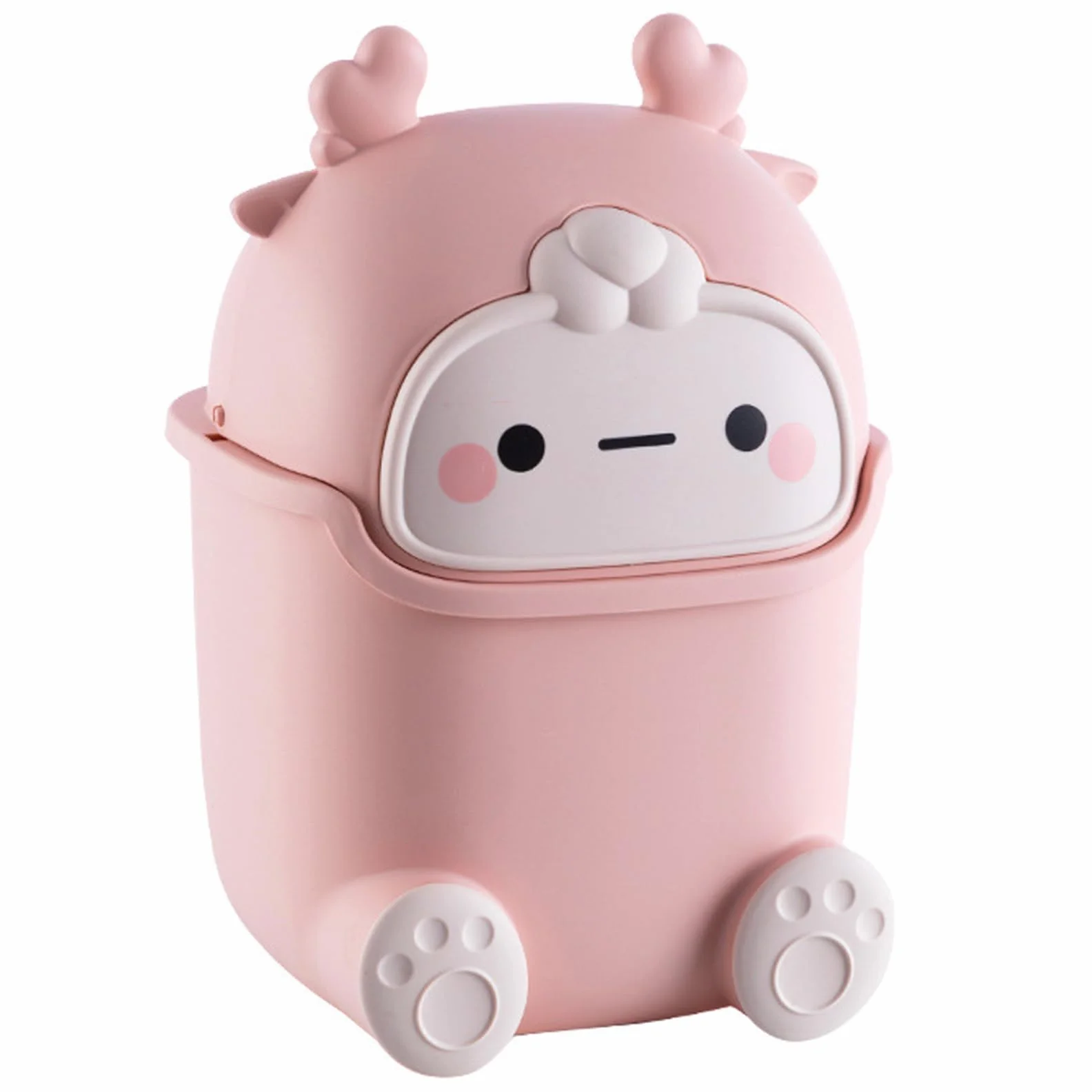 Poubelle en plastique 2 litres rose Kawaii pour chambre bureau coiffeuse