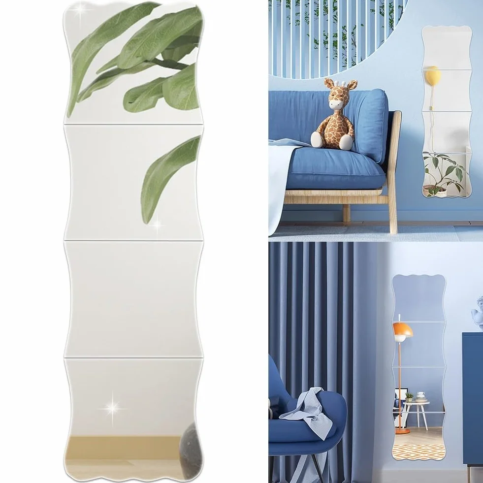 Lot de 4 miroirs décoratifs en acrylique pour esthétique murale personnalisable
