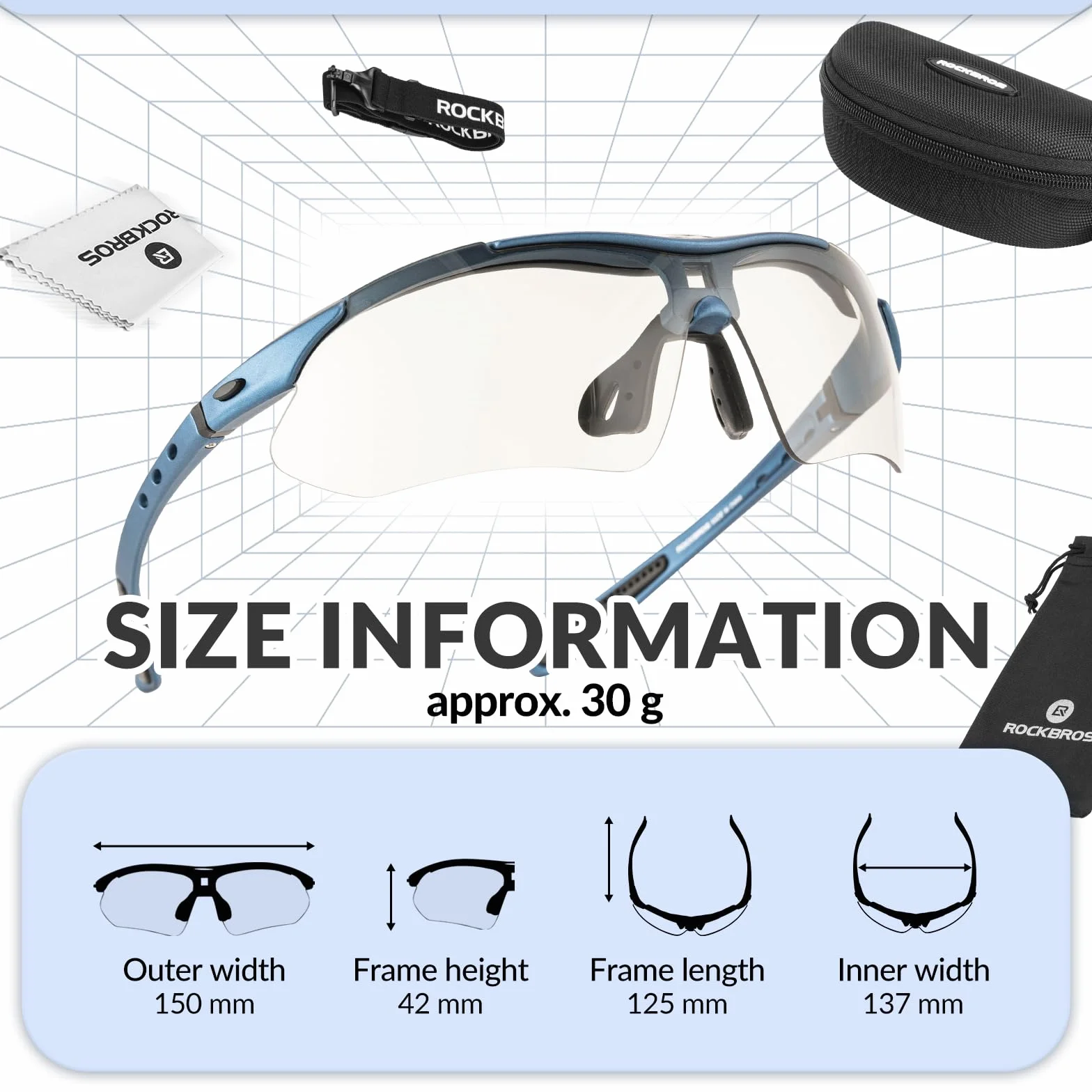 ROCKBROS Lunettes de Cyclisme Photochromiqeus pour Hommes Femmes, Lunettes VTT de Soleil UV400 Protection, Lunettes de Sports Ultra-légère pour Vélo Coure Pêche Conduite Escalade