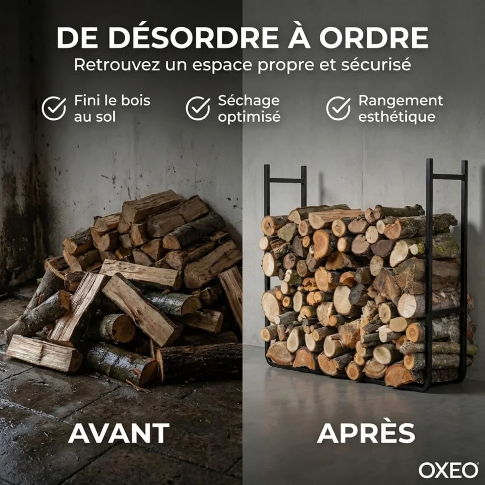 Oxeo Range bûches XXL Extensible Acier revêtement époxy Hauteur 1.5 m Grande capacité