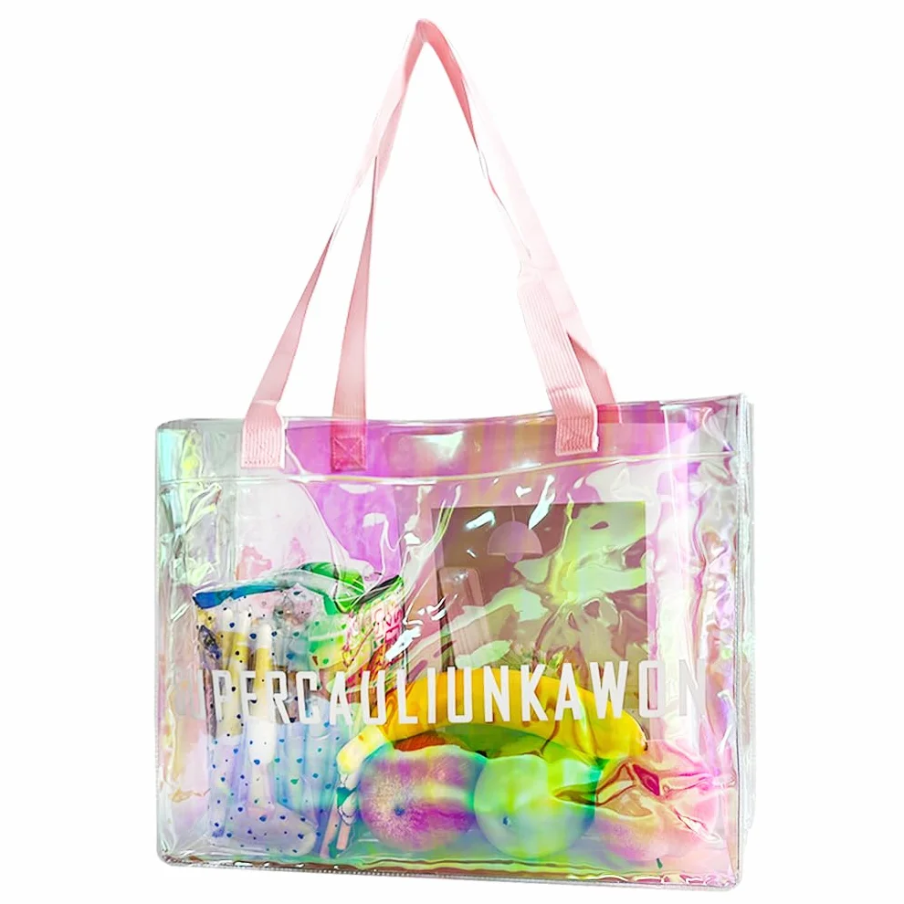 Sac à main holographique PVC transparent motif lettres homologation stade
