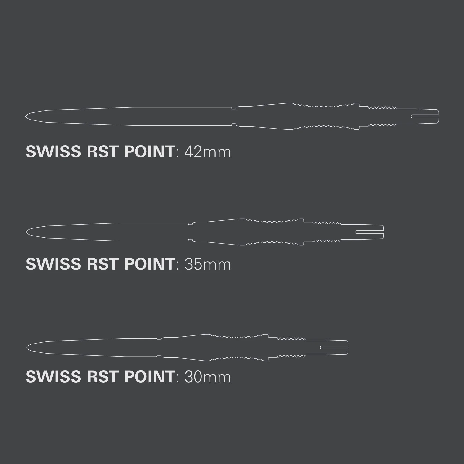 Target Darts Swiss Point Storm Pointes de Fléchettes, RST (Lot de 3 Embouts) 30MM/35MM/42MM – Or/Argent/Noir | Changez Les Pointes de Fléchettes, Les Pointes Swiss Storm, Accessoires Professionnels
