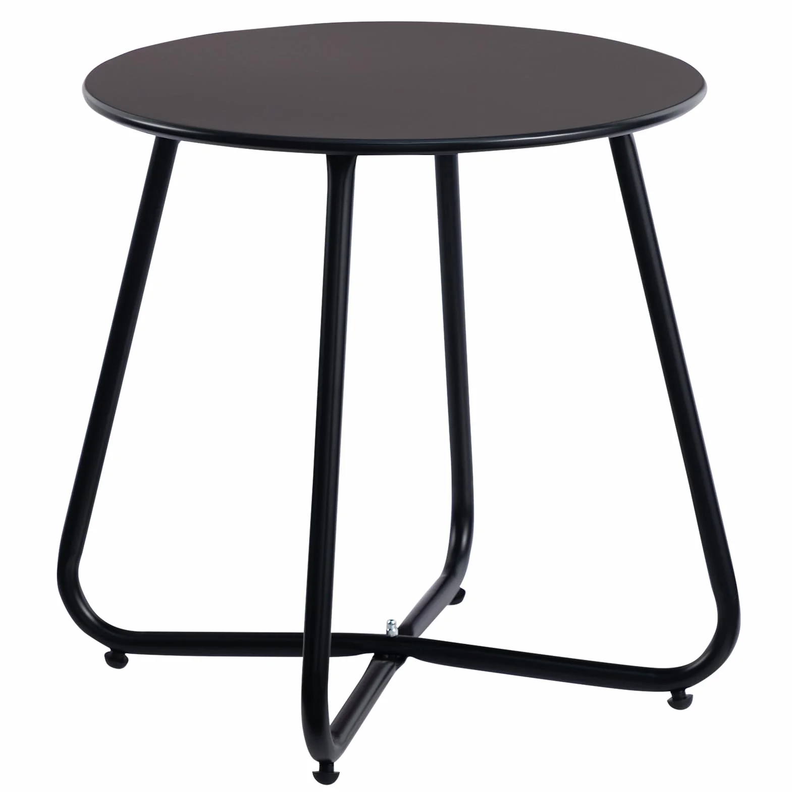 HollyHOME Petite Table Exterieur Ronde Table Basse Patio Métal Noir