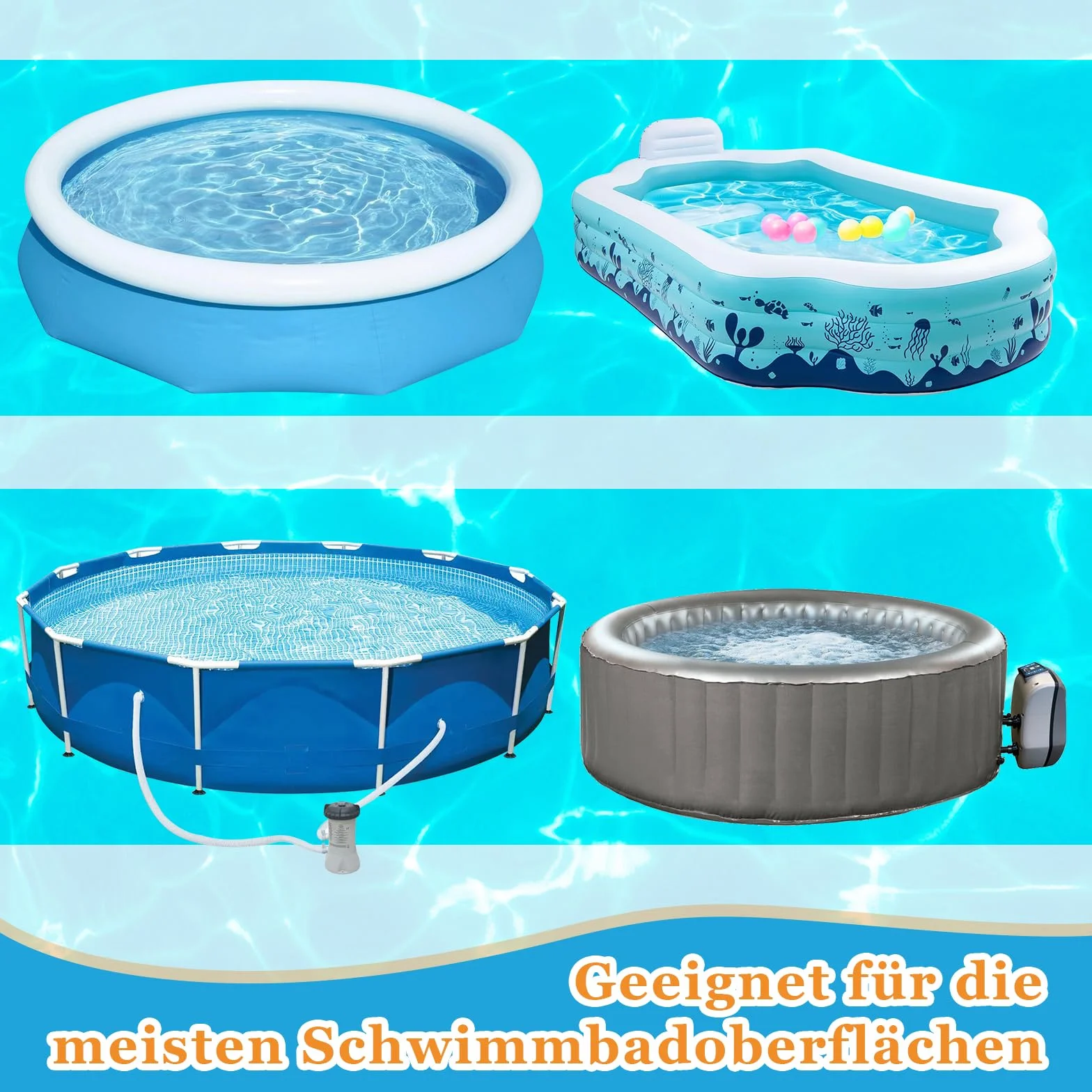 Kit Réparation Piscine Hymarvo 10x150cm Rustine PVC Imperméable Patch Ruban Adhésif Tubulaire