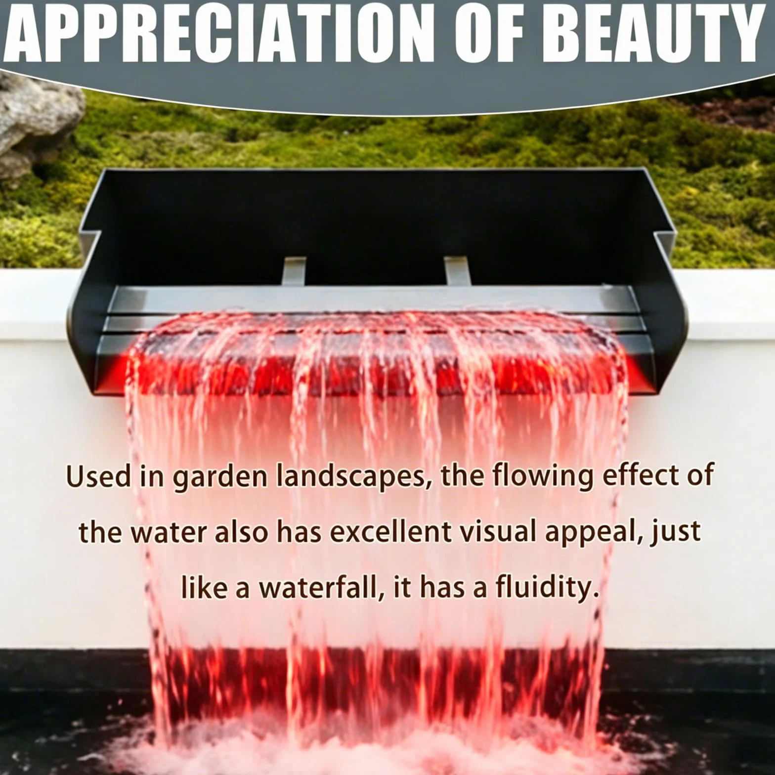 Cascade pour Bassin de Jardin en Acier Inoxydable 30 cm avec Éclairage LED Fontaine 45 W 3000 L/H