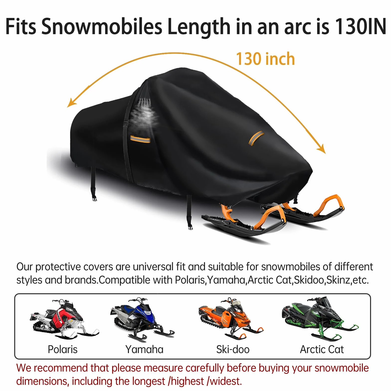 Housse de motoneige en tissu Oxford 420D robuste avec boucles coupe-vent pour Polaris Ski-Doo Arctic Cat Yamaha