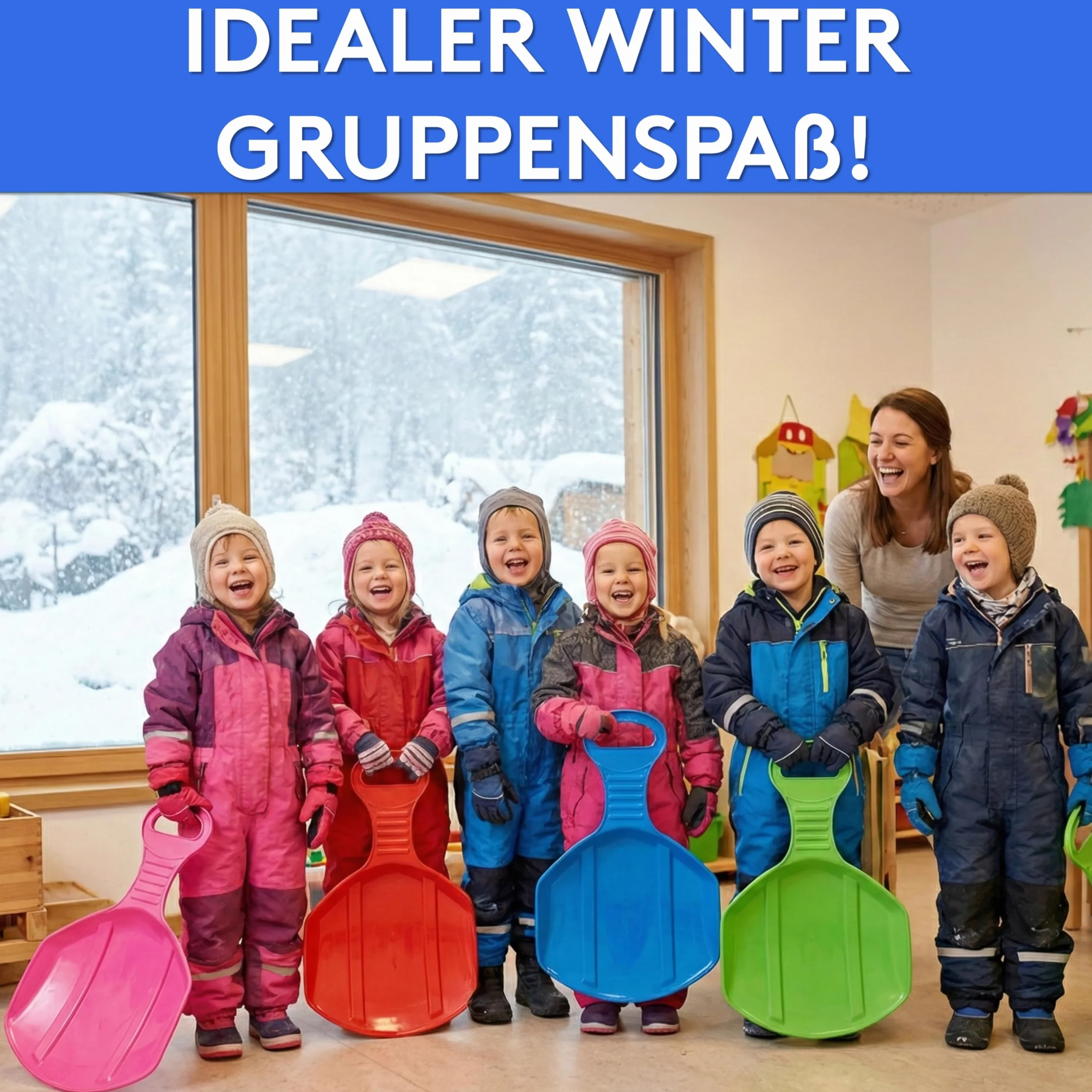 LILENO SPORTS Luge pour enfants (1 lot) - Plateau antidérapant en plastique pour toute la famille - Luge pour des journées d'hiver inoubliables - Convient également pour les adultes