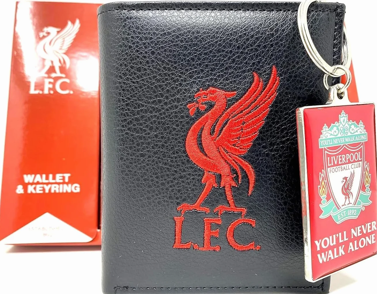 Liverpool FC Coffret cadeau portefeuille et porte-clés Noir/rouge, Black,red, taille unique