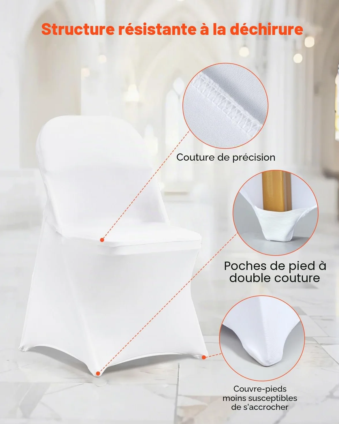 VEVOR Housse de Chaise Spandex 30PCS Universel Taille 406x508x762 mm Blanc