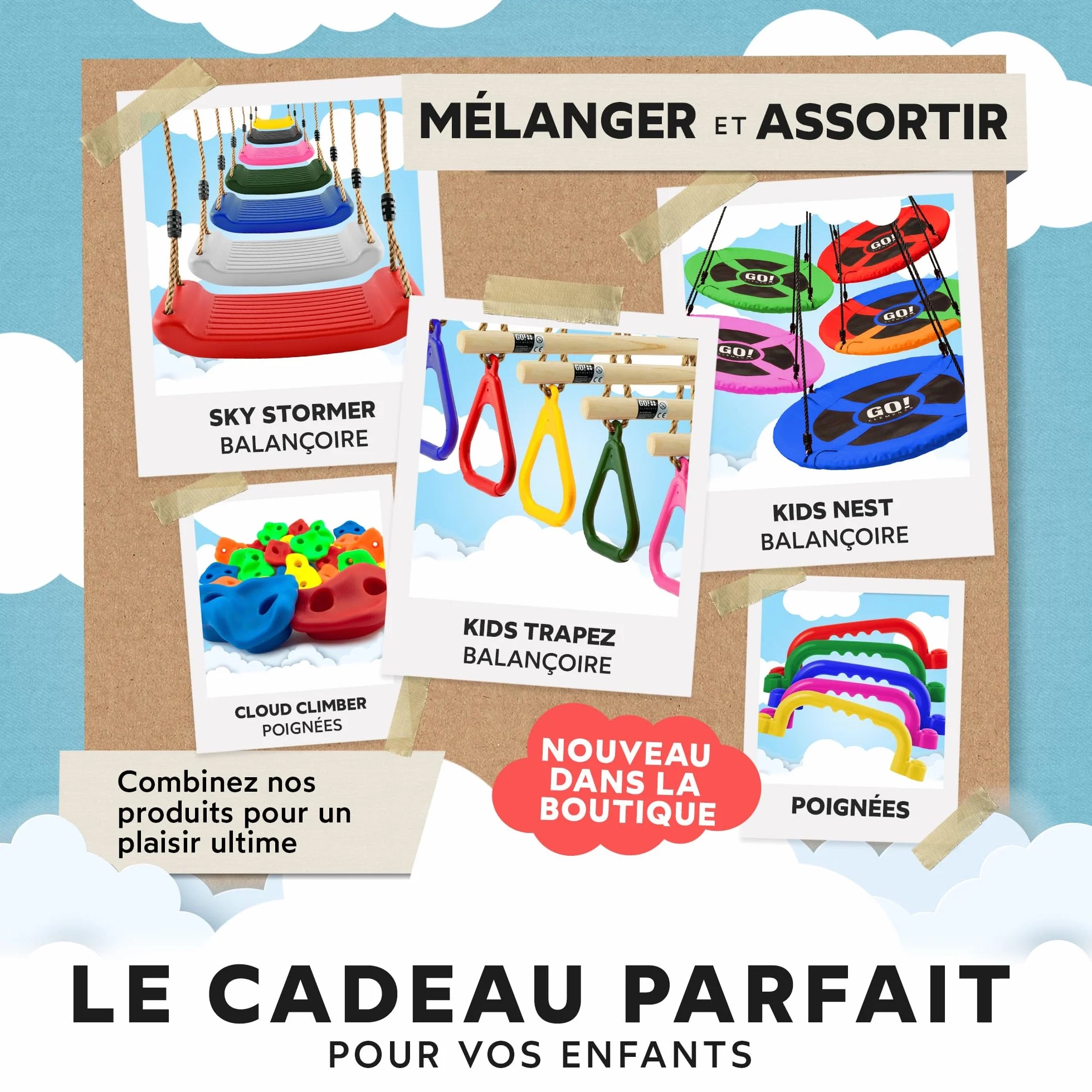 GO!elements Poignée et Accessoires de Maison de Jeu extérieur | Prise Escalade | Escalade Enfant Exterieur | Accessoire cabane Enfant Exterieur | par Paire (2 pièces)