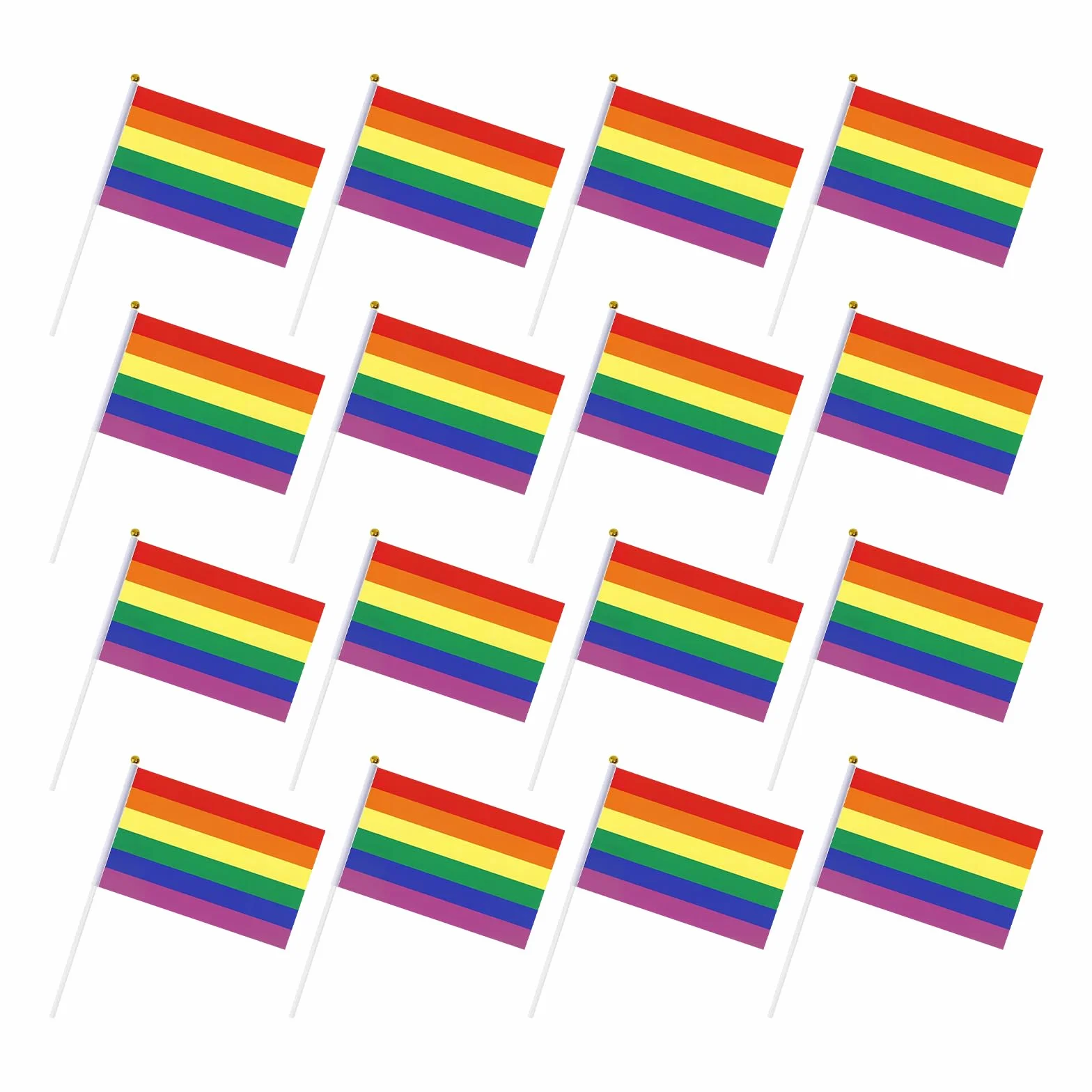16 Pièces Petit Drapeau Arc En Ciel pour Marche des Fiertés Mini Drapeau Pride LGBT, Dimensions 21x14cm Parades Célébration