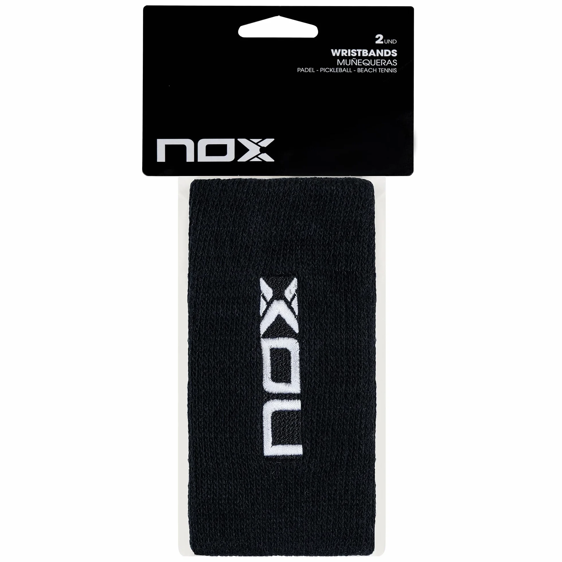MUÑEQUERA NOX Larga Negra Logo Blanco Blister 2 UDS